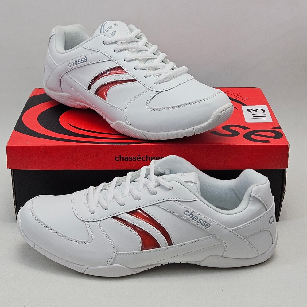 Chasse Flip IV White Red Cheerleading Shoes S1621 Womens 10.5 Low Top Sneakers